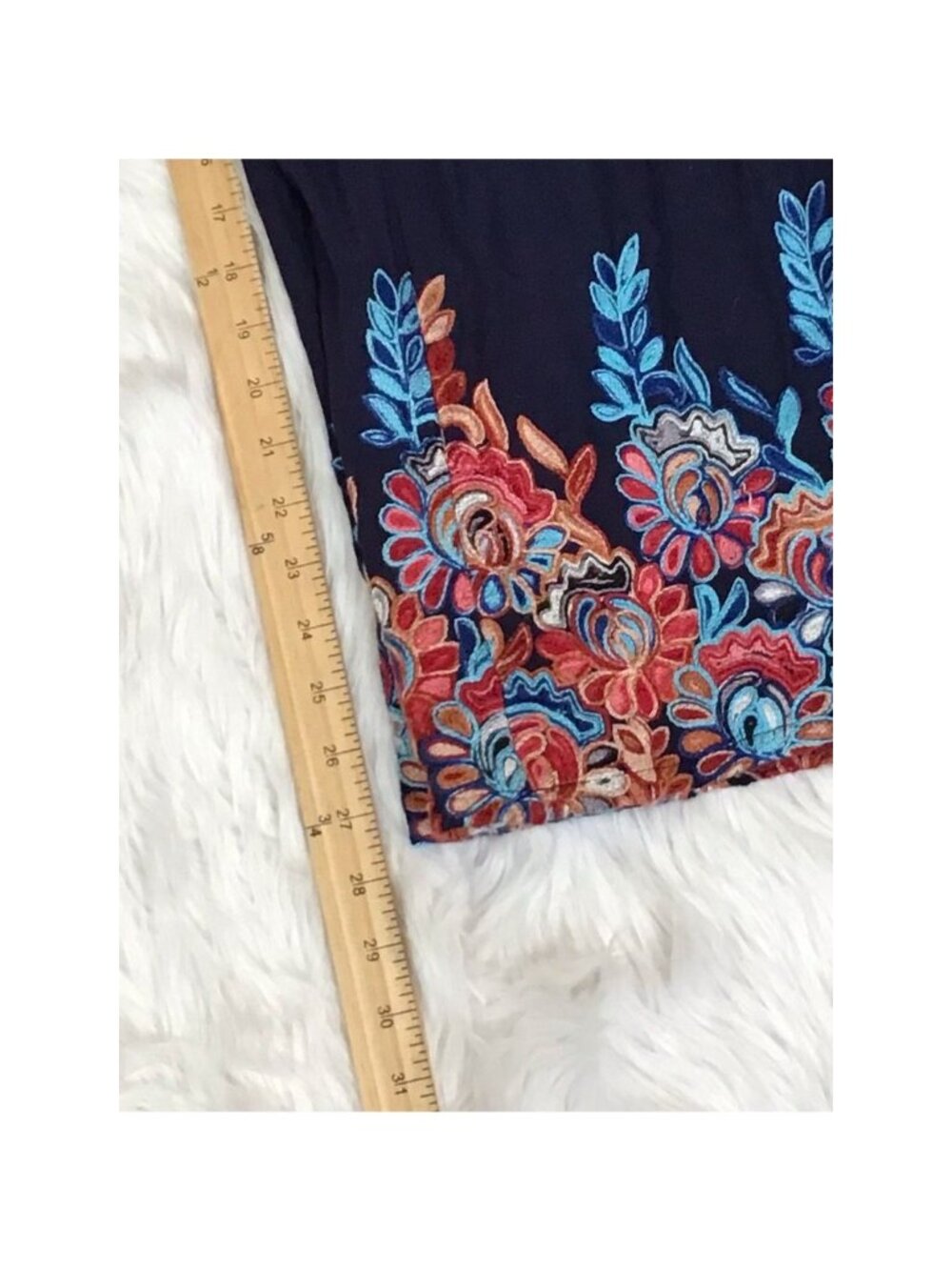 Jumpsuit Chelsea & Violet Womens Med Navy Blue Off Shoulder Embroidered Long Boh - Picture 4 of 9